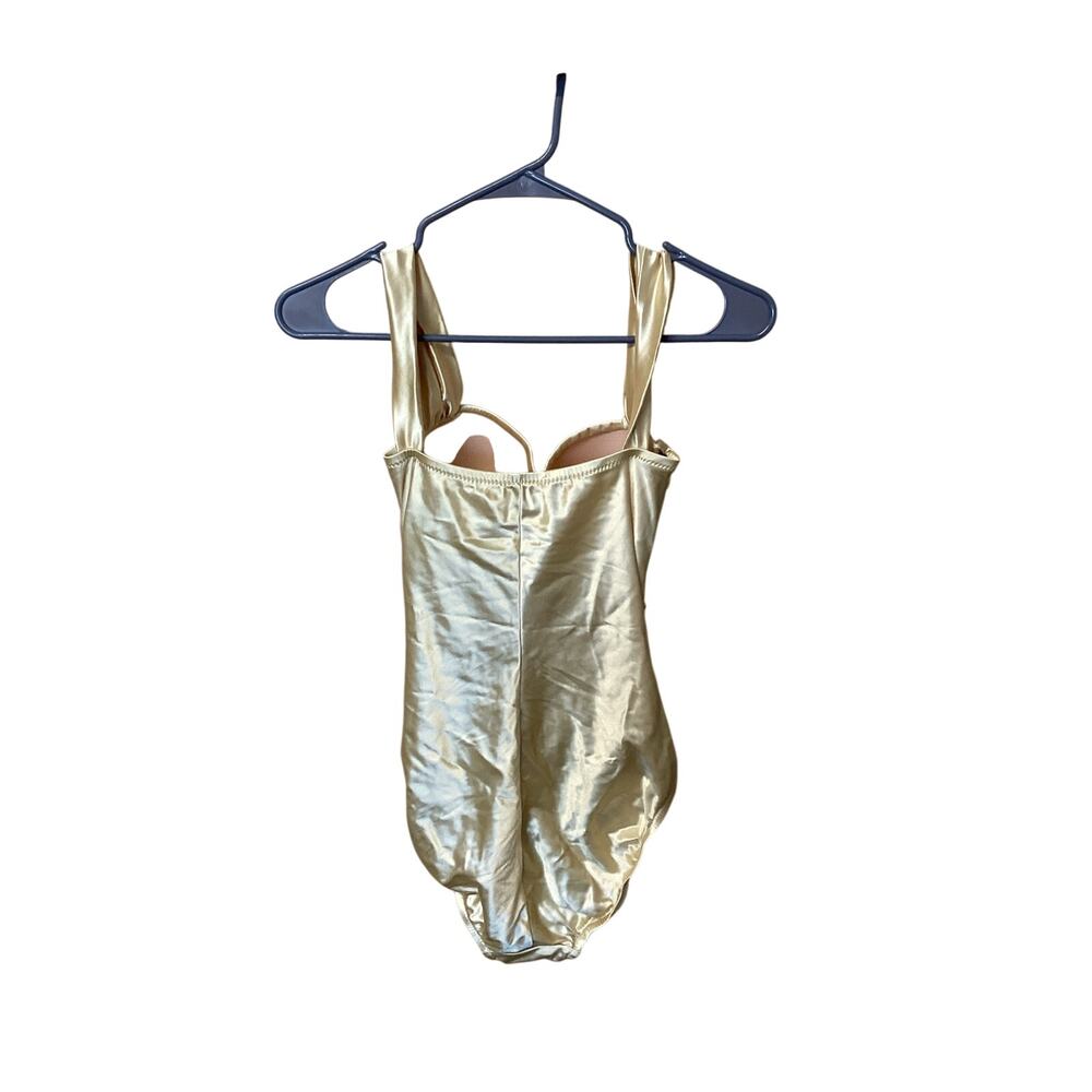 Sirena Gold Metallic One Piece Swimsuit Ruched Pin Up Bombshell Size 10 USA Made - Picture 4 of 4